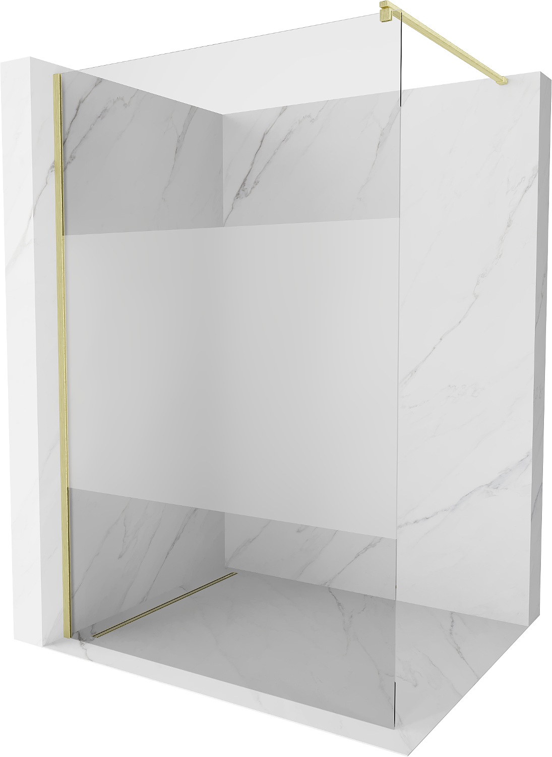 Mexen Kioto ścianka prysznicowa Walk-in 80 x 200 cm, transparent/szron 8 mm, złota szczotkowana - 800-080-101-55-35