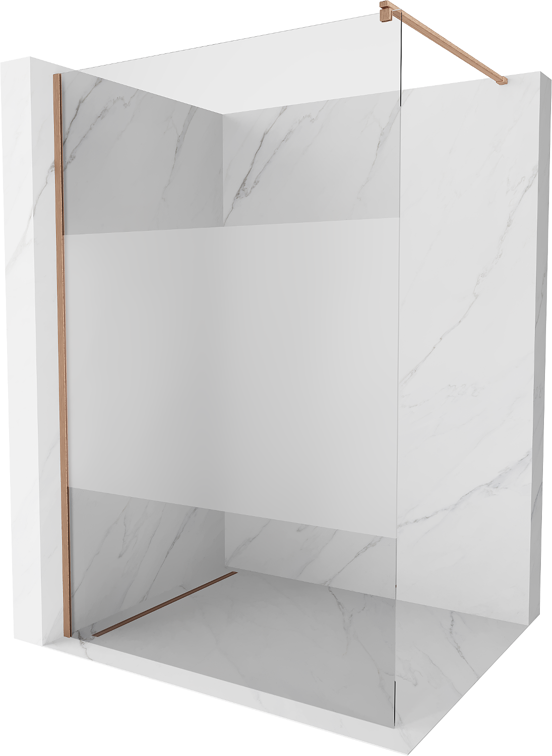 Mexen Kioto ścianka prysznicowa Walk-in 70 x 200 cm, transparent/szron 8 mm, miedź szczotkowana - 800-070-101-65-35