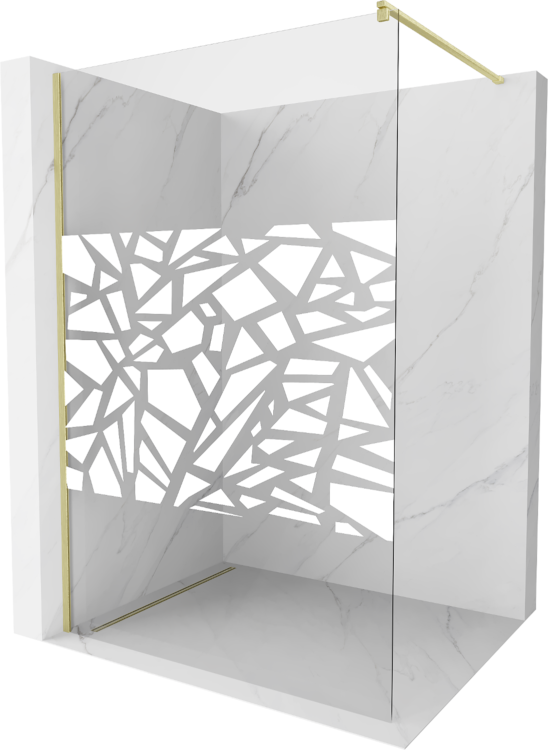Mexen Kioto ścianka prysznicowa Walk-in 90 x 200 cm, biały wzór 8 mm, złota szczotkowana - 800-090-101-55-85