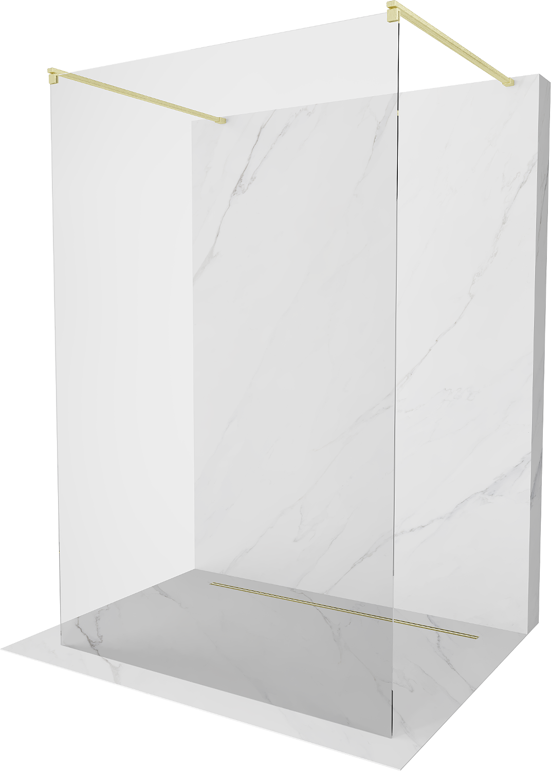 Mexen Kioto ścianka prysznicowa wolnostojąca 110 x 200 cm, transparent 8 mm, złota szczotkowana - 800-110-002-55-00