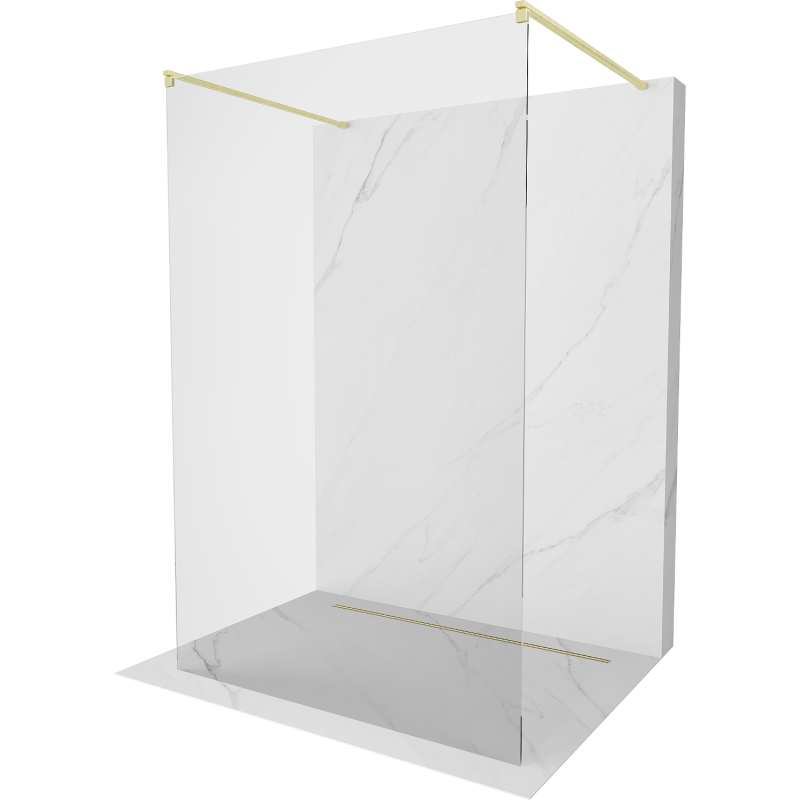 Mexen Kioto ścianka prysznicowa wolnostojąca 130 x 200 cm, transparent 8 mm, złota szczotkowana - 800-130-002-55-00