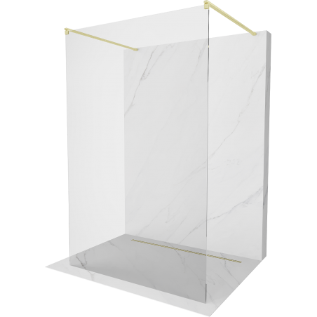 Mexen Kioto ścianka prysznicowa wolnostojąca 160 x 200 cm, transparent 8 mm, złota szczotkowana - 800-160-002-55-00
