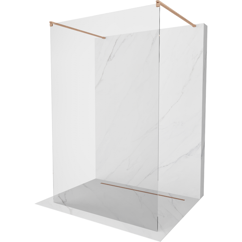 Mexen Kioto ścianka prysznicowa wolnostojąca 115 x 200 cm, transparent 8 mm, miedź szczotkowana - 800-115-002-65-00
