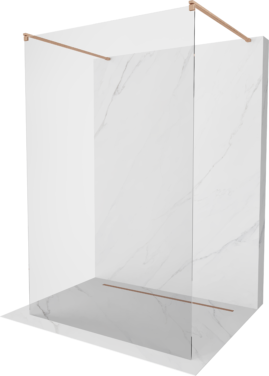Mexen Kioto ścianka prysznicowa wolnostojąca 155 x 200 cm, transparent 8 mm, miedź szczotkowana - 800-155-002-65-00
