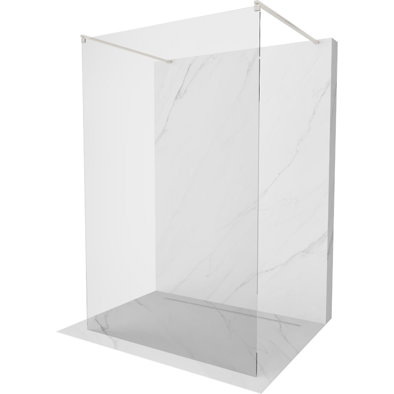 Mexen Kioto ścianka prysznicowa wolnostojąca 125 x 200 cm, transparent 8 mm, nikiel szczotkowany - 800-125-002-97-00