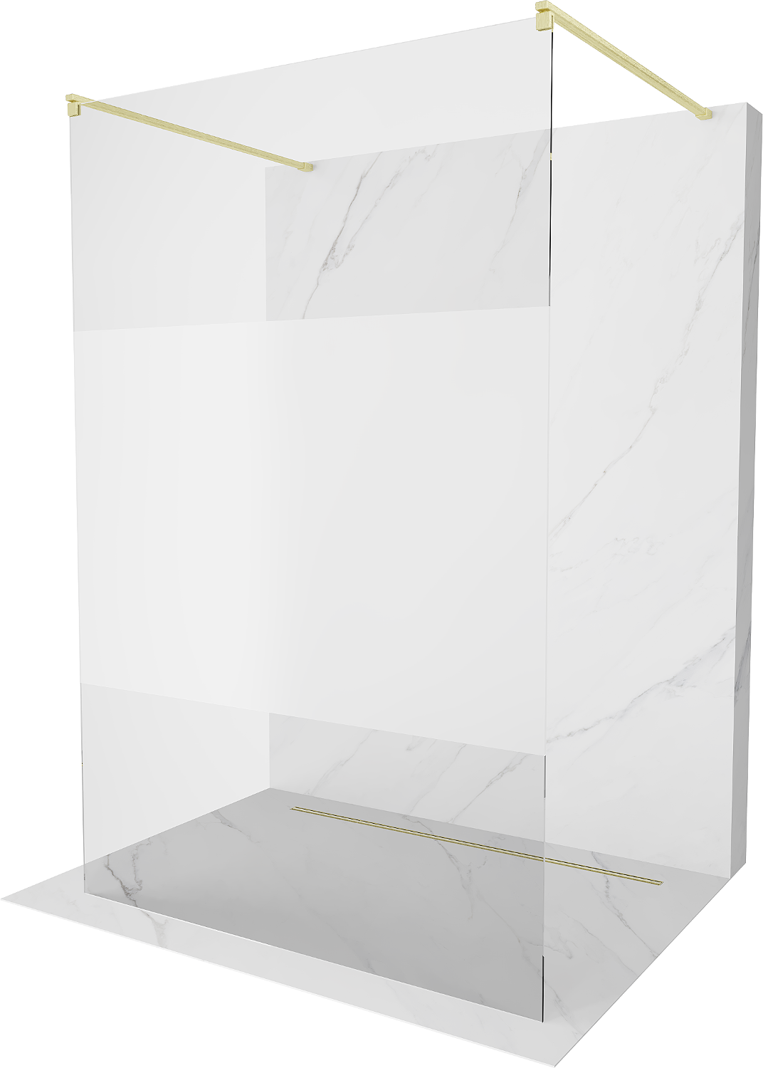 Mexen Kioto ścianka prysznicowa wolnostojąca 120 x 200 cm, transparent/szron 8 mm, złota szczotkowana - 800-120-002-55-35