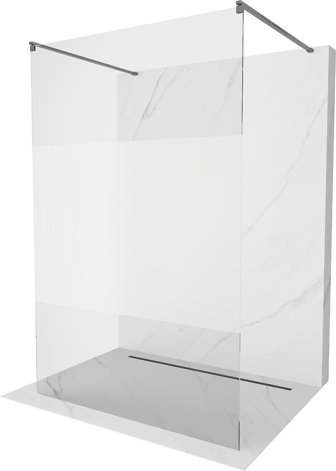 Mexen Kioto ścianka prysznicowa wolnostojąca 130 x 200 cm, transparent/szron 8 mm, gun gray szczotkowany - 800-130-002-66-35
