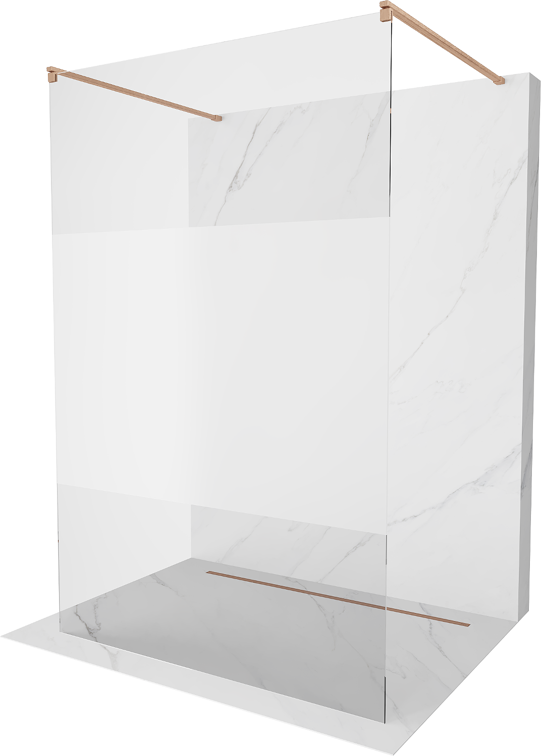 Mexen Kioto ścianka prysznicowa wolnostojąca 120 x 200 cm, transparent/szron 8 mm, miedź szczotkowana - 800-120-002-65-35