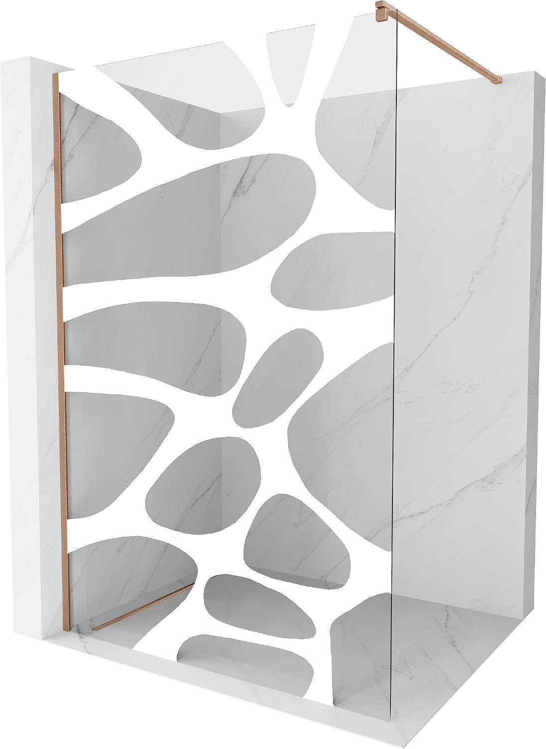 Mexen Kioto ścianka prysznicowa Walk-in 100 x 200 cm, biały wzór 8 mm, miedź szczotkowana - 800-100-101-65-97