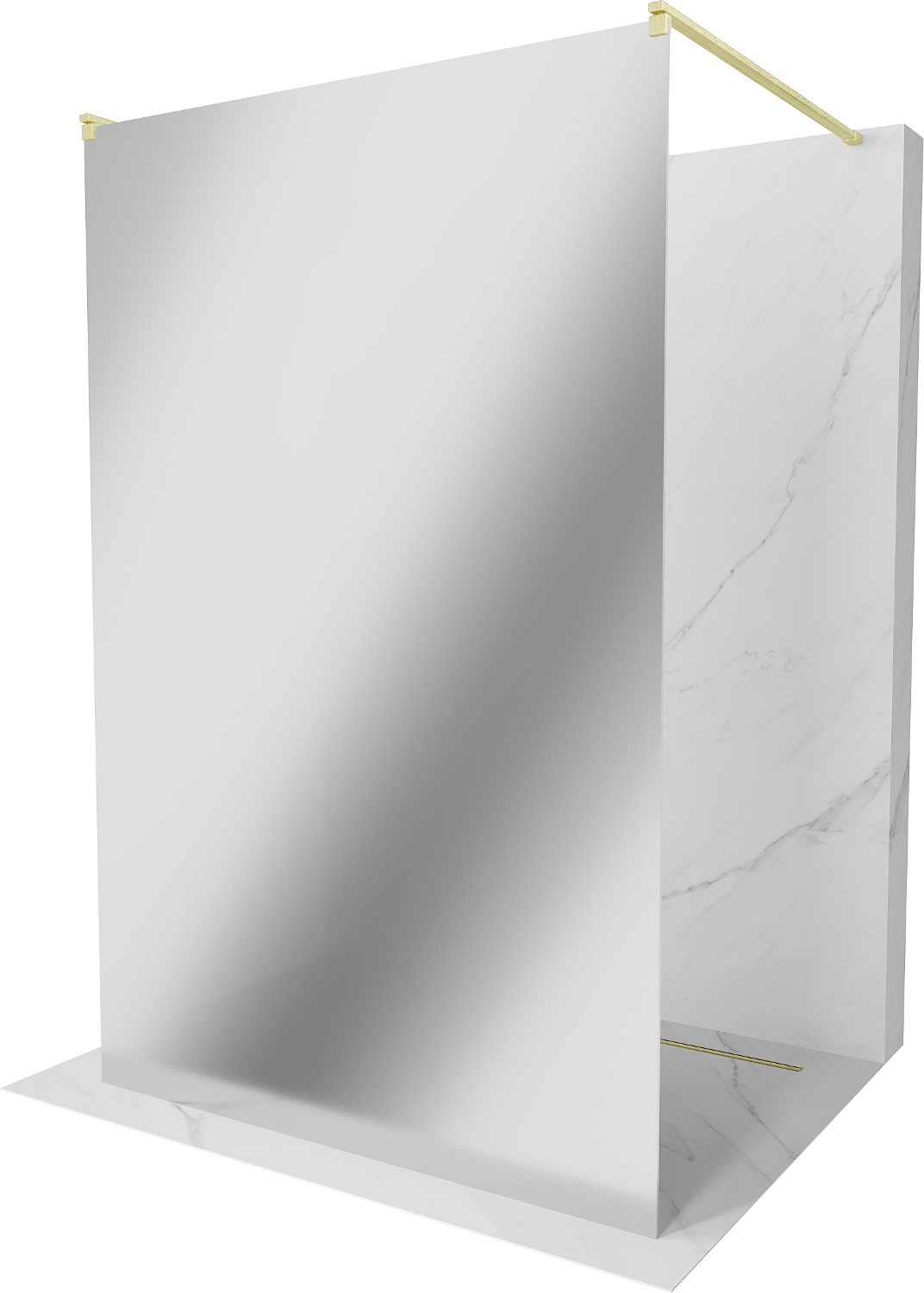 Mexen Kioto ścianka prysznicowa wolnostojąca 100 x 200 cm, lustro 8 mm, złota szczotkowana - 800-100-002-55-50