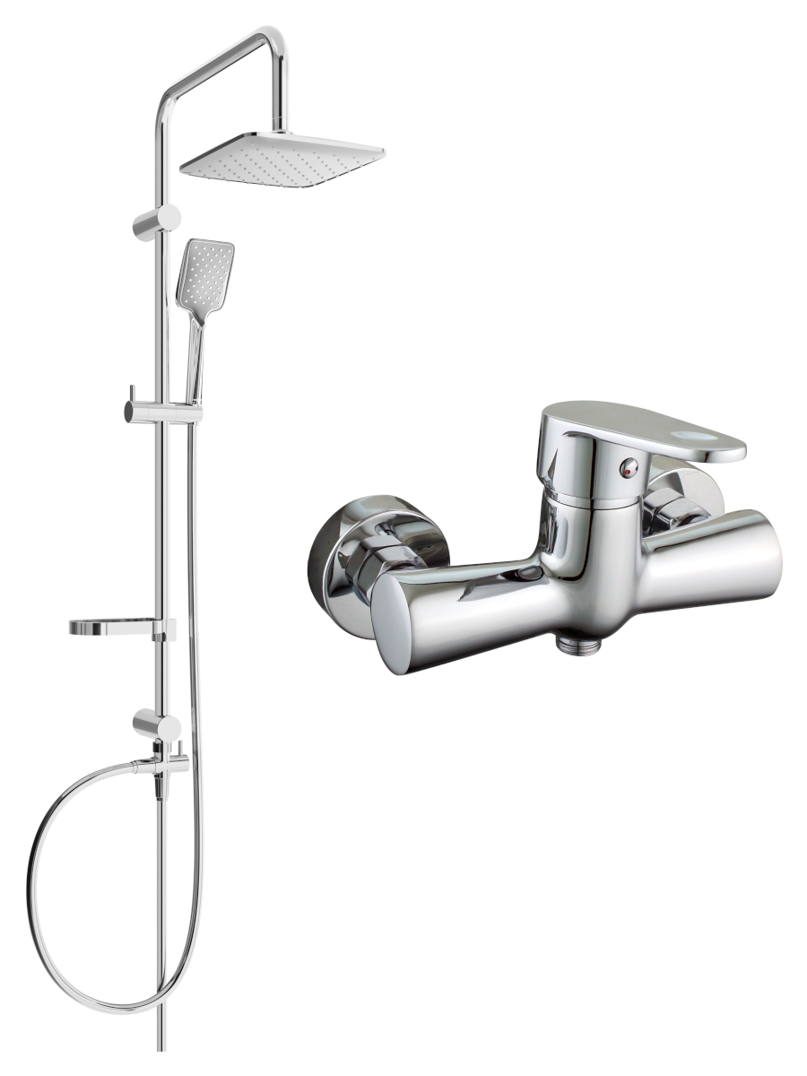 Mexen Sven zestaw prysznicowy natynkowy z deszczownicą i baterią prysznicową Kama, chrom - 72540262-00