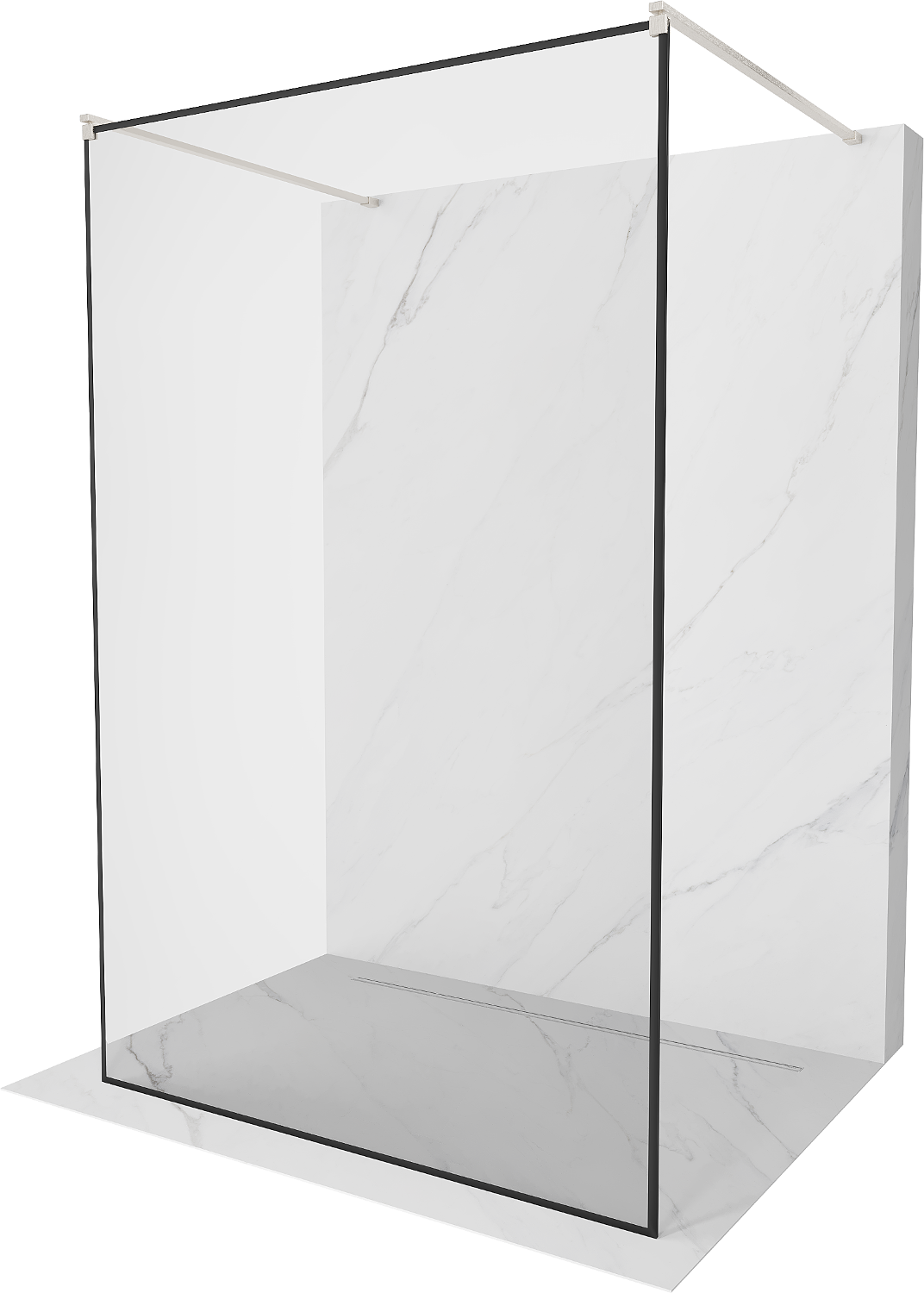 Mexen Kioto ścianka prysznicowa wolnostojąca 110 x 200 cm, czarny wzór 8 mm, nikiel szczotkowany - 800-110-002-97-70
