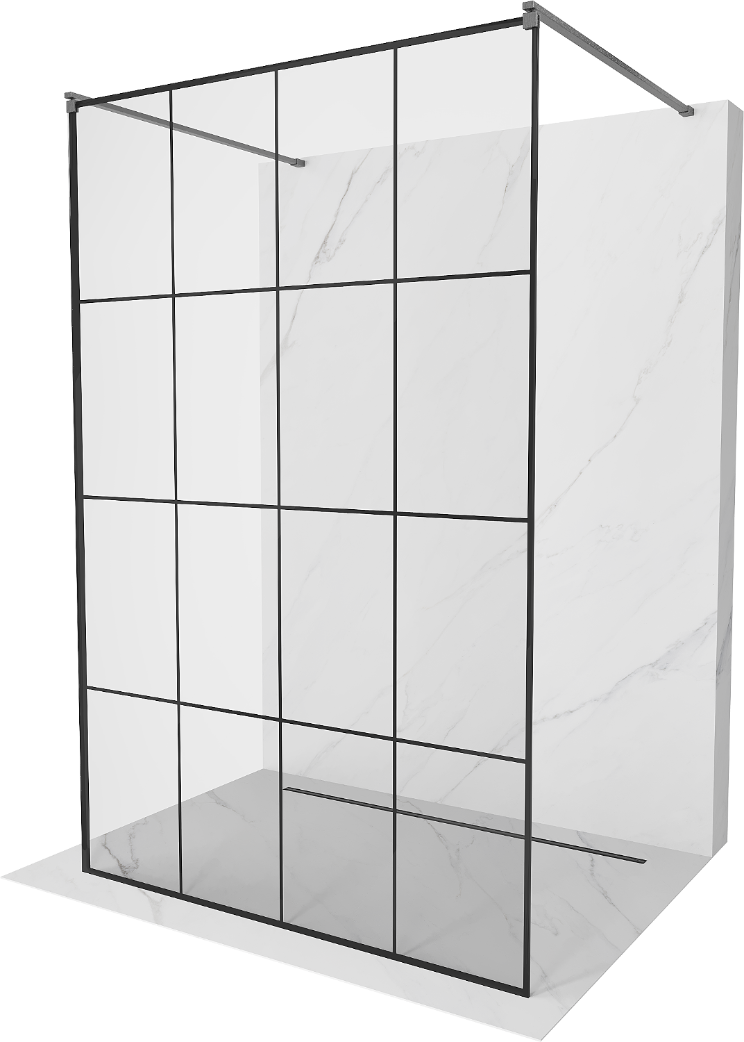 Mexen Kioto ścianka prysznicowa wolnostojąca 150 x 200 cm, czarny wzór 8 mm, gun gray szczotkowany - 800-150-002-66-77