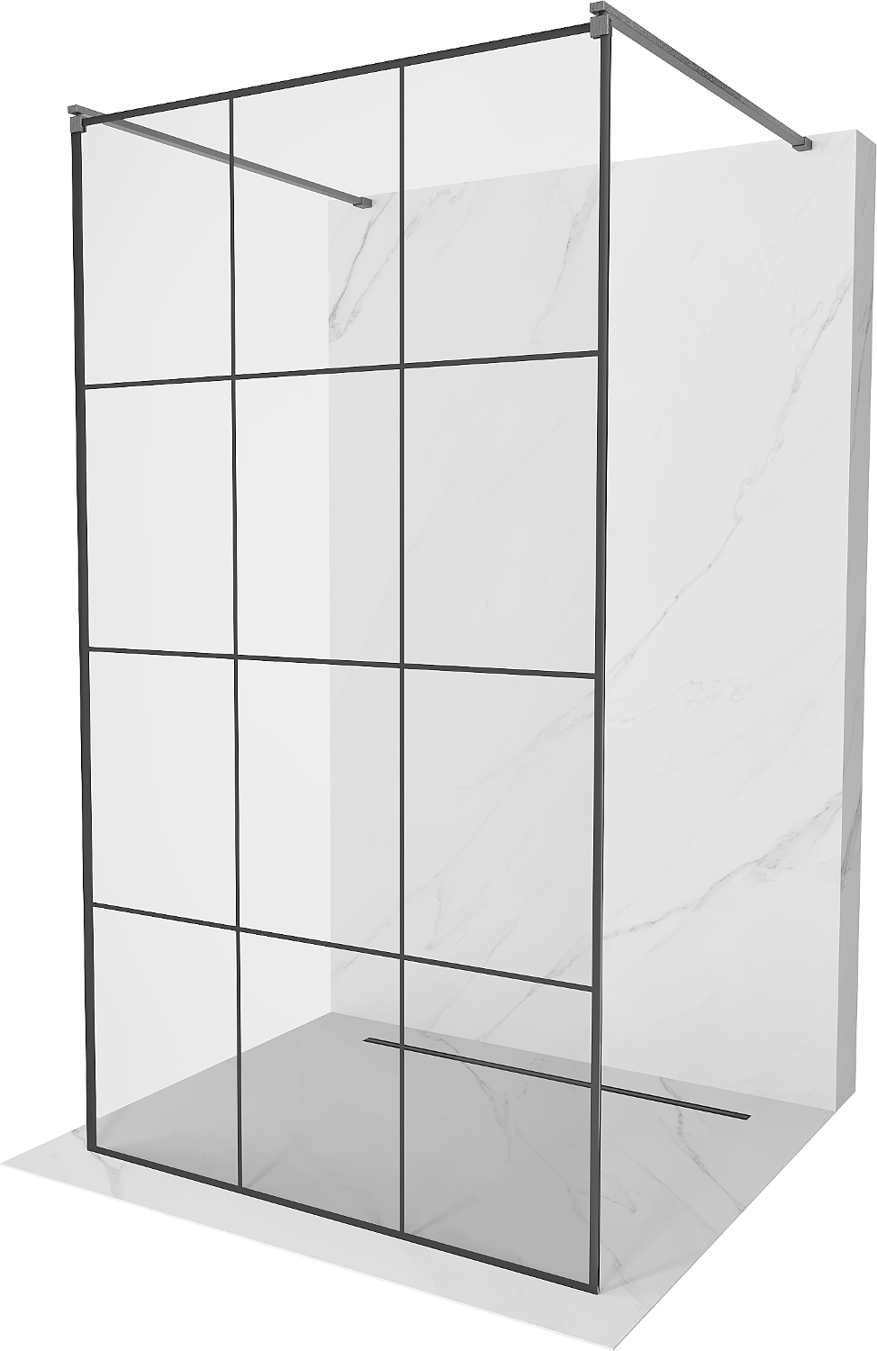 Mexen Kioto ścianka prysznicowa wolnostojąca 120 x 200 cm, czarny wzór 8 mm, gun gray szczotkowany - 800-120-002-66-77