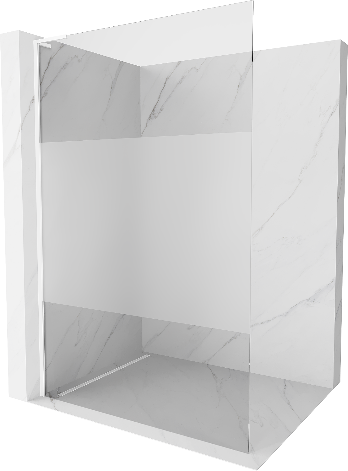 Mexen Kioto L ścianka prysznicowa Walk-in 70 x 200 cm, transparent/szron, biała - 800-070-103-20-35