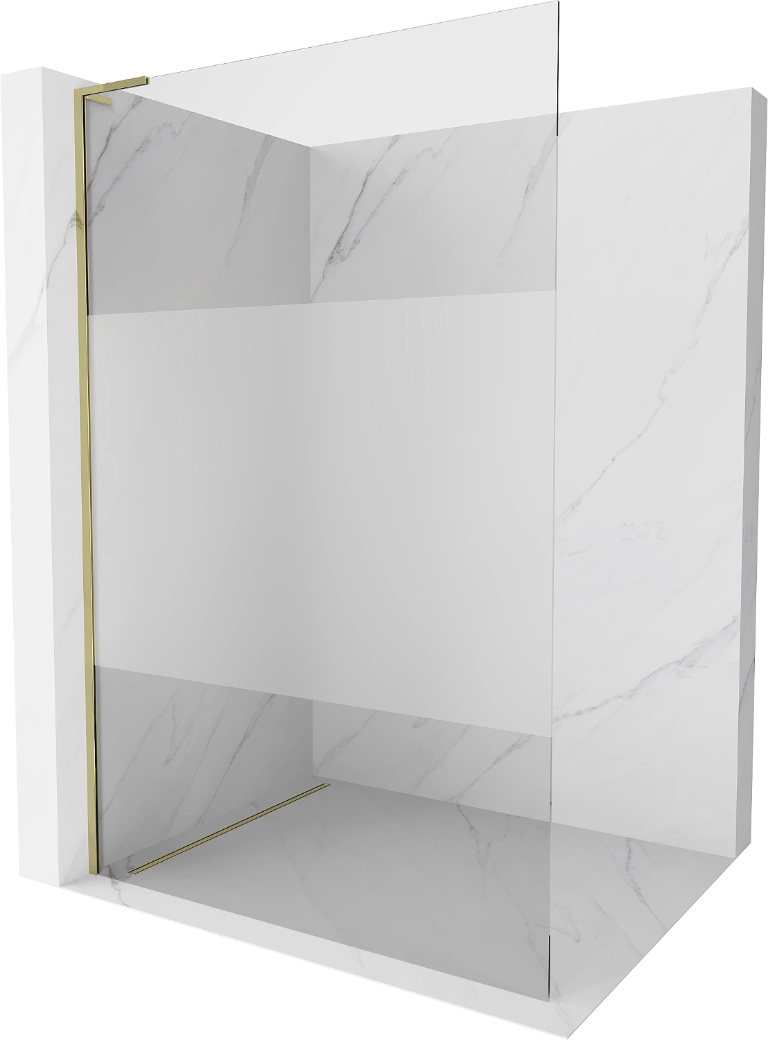 Mexen Kioto L ścianka prysznicowa Walk-in 110 x 200 cm, transparent/szron, złota - 800-110-103-50-35