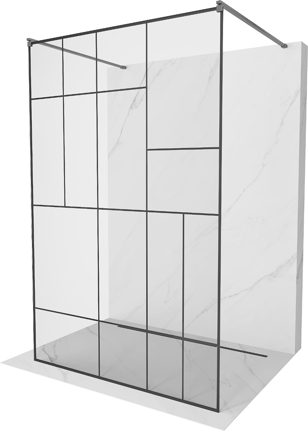 Mexen Kioto ścianka prysznicowa wolnostojąca 100 x 200 cm, czarny wzór 8 mm, gun gray szczotkowany - 800-100-002-66-78