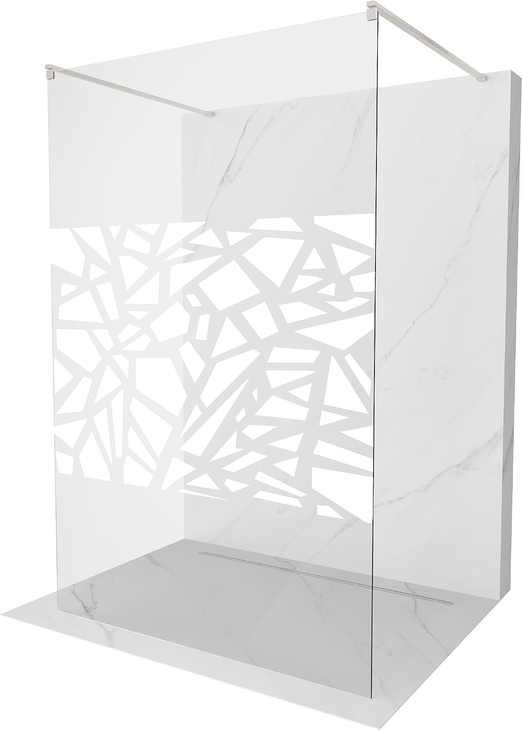 Mexen Kioto ścianka prysznicowa wolnostojąca 130 x 200 cm, biały wzór 8 mm, nikiel szczotkowany - 800-130-002-97-85