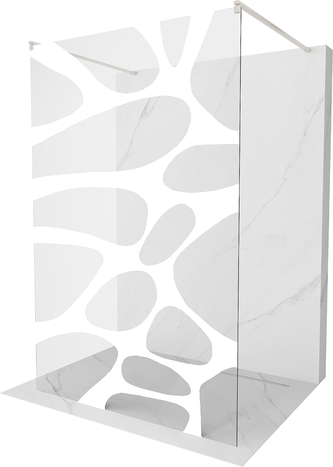 Mexen Kioto ścianka prysznicowa wolnostojąca 130 x 200 cm, biały wzór 8 mm, nikiel szczotkowany - 800-130-002-97-97