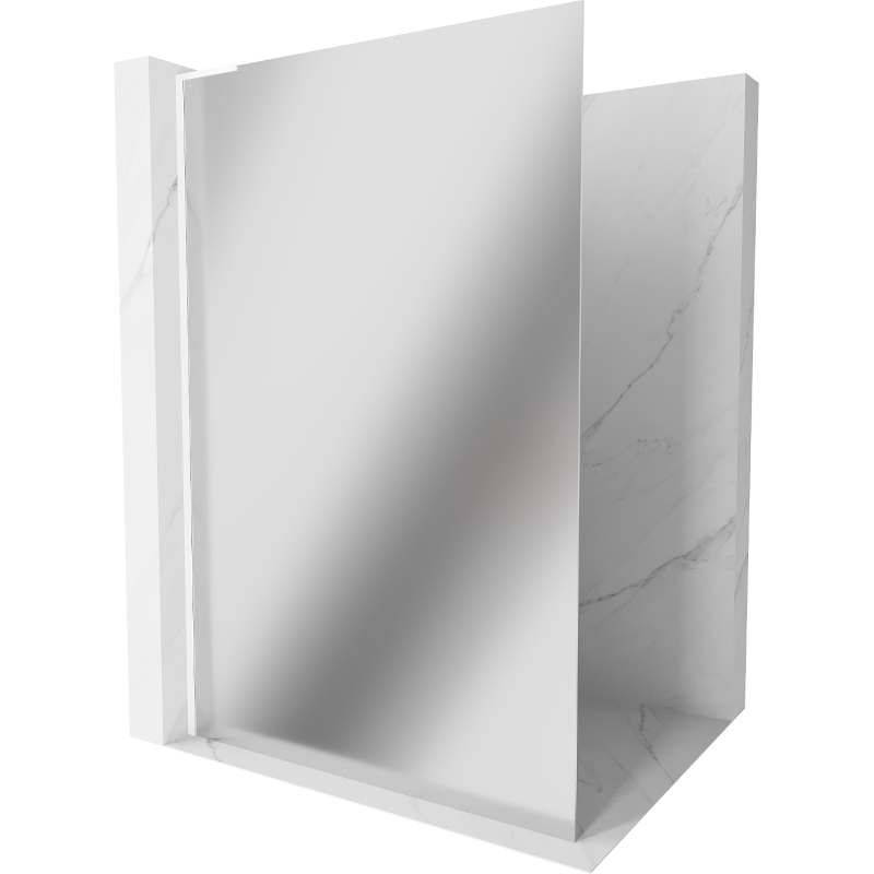 Mexen Kioto L ścianka prysznicowa Walk-in 100 x 200 cm, lustro, biała - 800-100-103-20-50