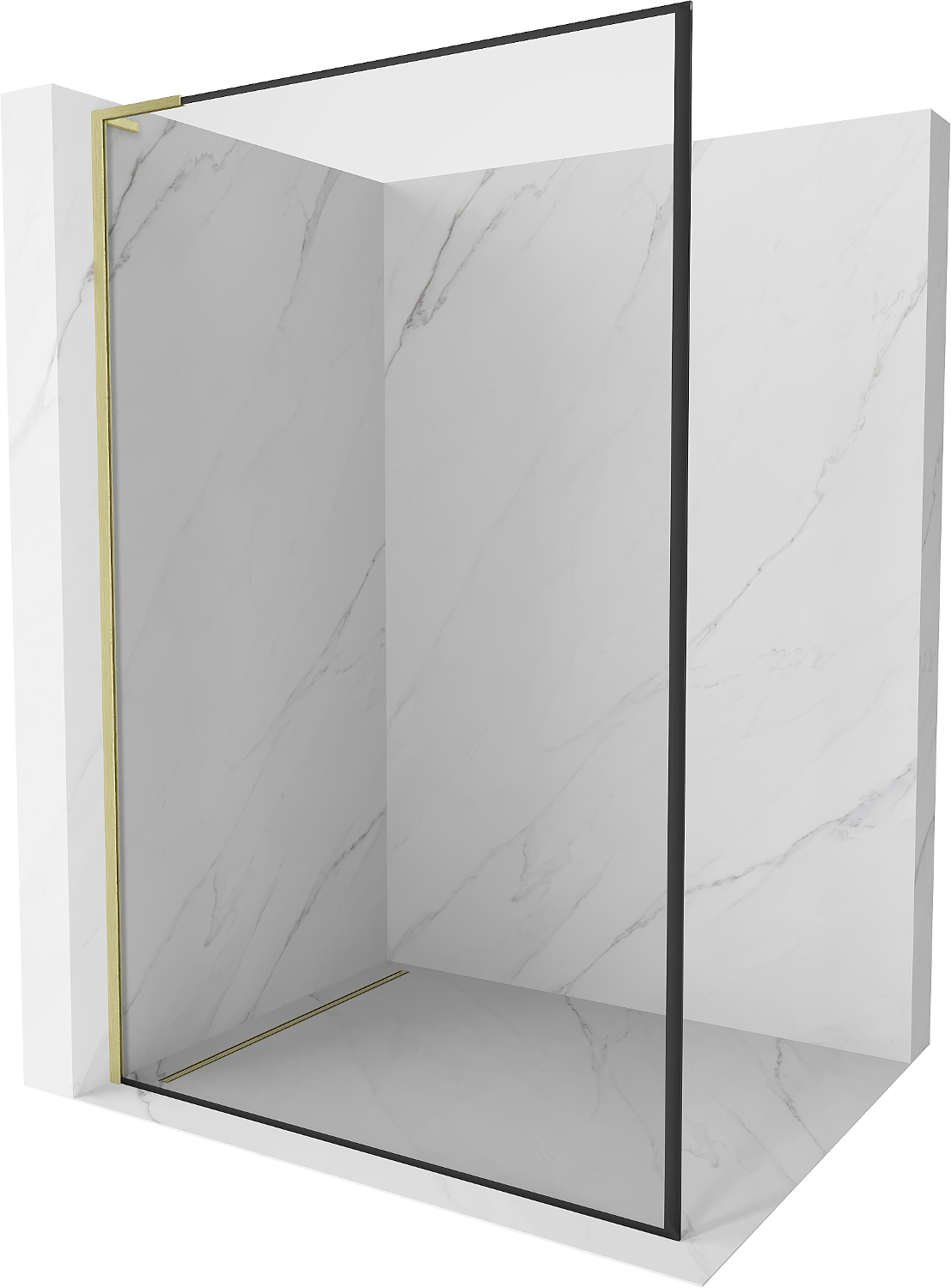 Mexen Kioto L ścianka prysznicowa Walk-in 110 x 200 cm, czarny wzór, złota szczotkowana - 800-110-103-55-70