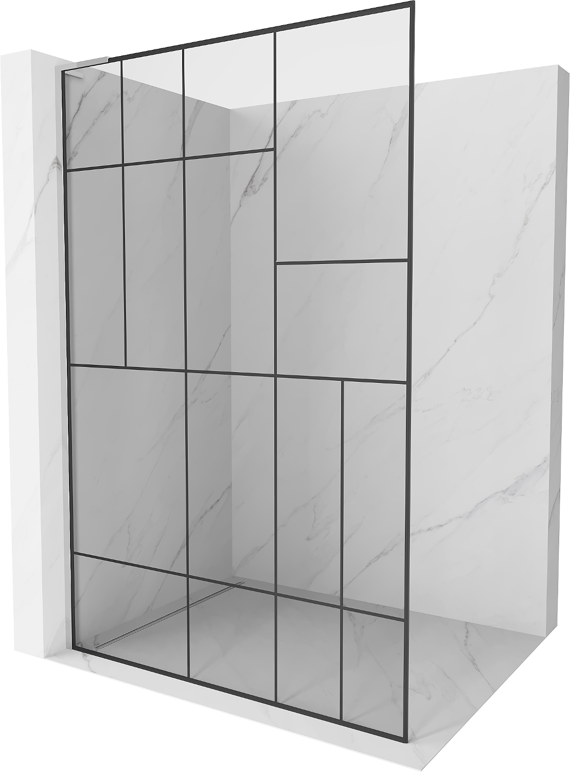 Mexen Kioto L ścianka prysznicowa Walk-in 110 x 200 cm, czarny wzór, chrom - 800-110-103-01-78