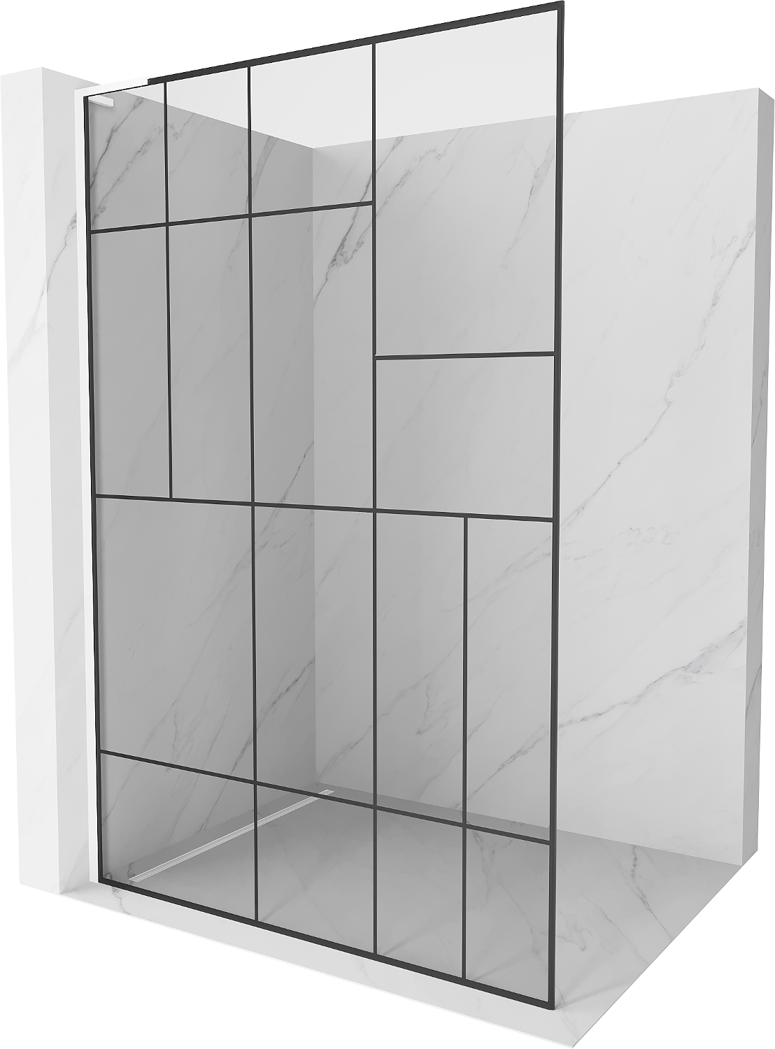 Mexen Kioto L ścianka prysznicowa Walk-in 110 x 200 cm, czarny wzór, biała - 800-110-103-20-78