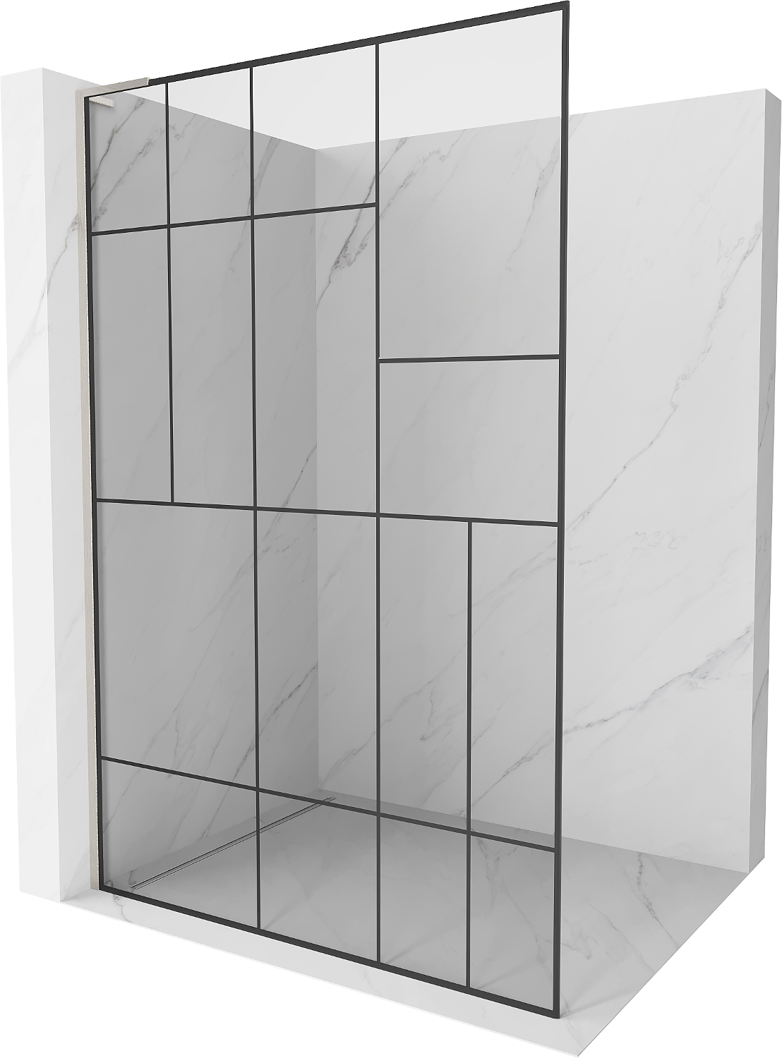Mexen Kioto L ścianka prysznicowa Walk-in 110 x 200 cm, czarny wzór, nikiel szczotkowany - 800-110-103-97-78