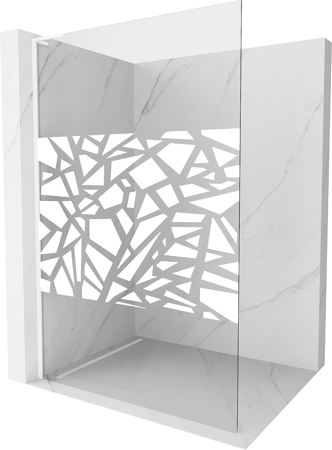Mexen Kioto L ścianka prysznicowa Walk-in 80 x 200 cm, biały wzór, biała - 800-080-103-20-85