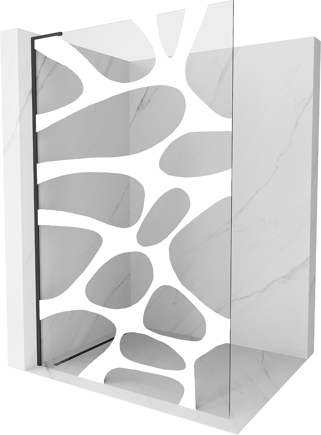 Mexen Kioto L ścianka prysznicowa Walk-in 110 x 200 cm, biały wzór, czarna - 800-110-103-70-97