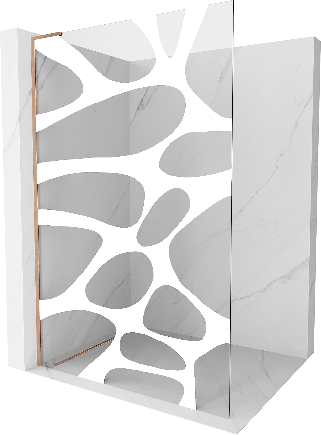 Mexen Kioto L ścianka prysznicowa Walk-in 110 x 200 cm, biały wzór, miedź szczotkowana - 800-110-103-65-85