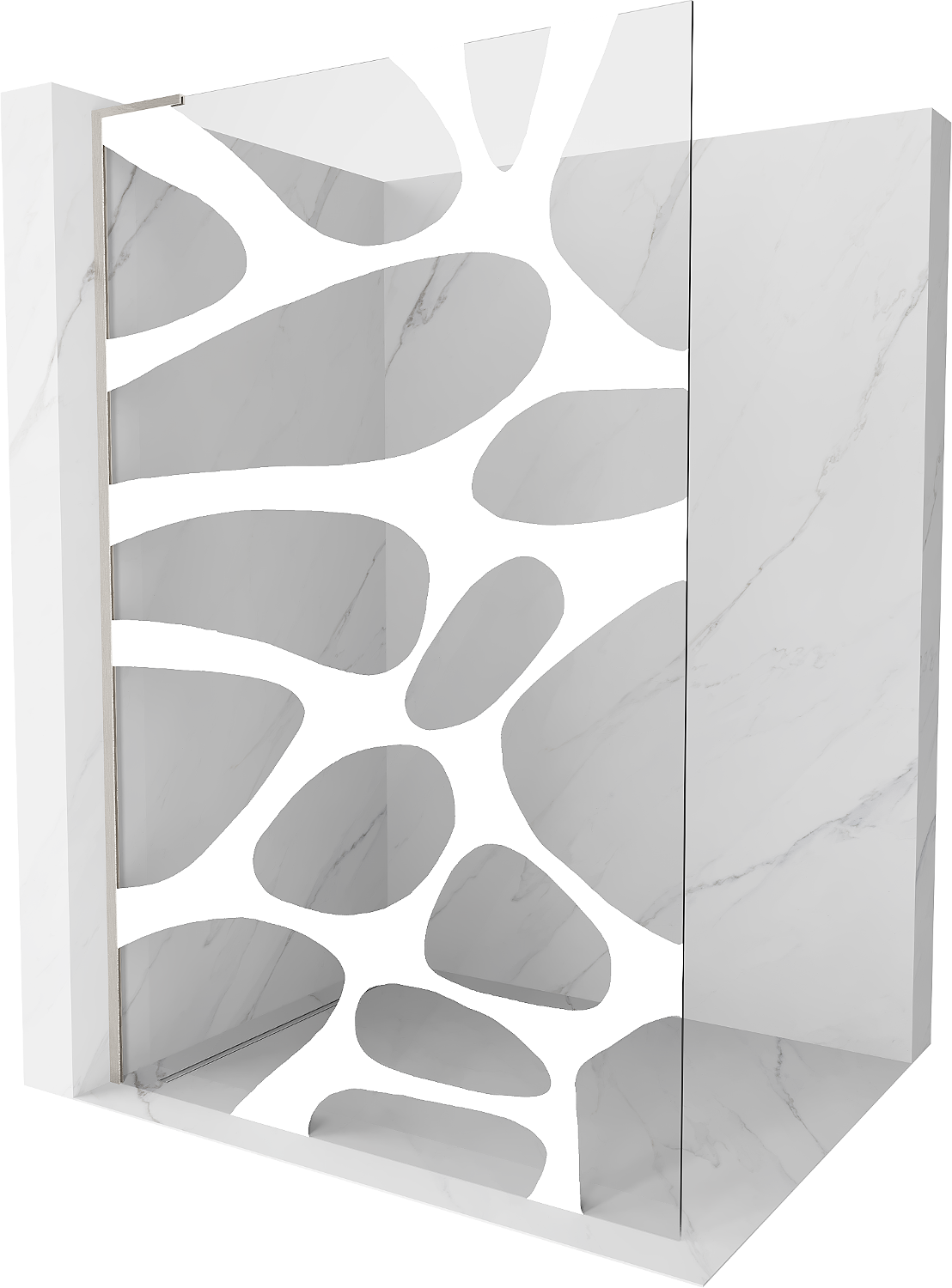Mexen Kioto L ścianka prysznicowa Walk-in 80 x 200 cm, biały wzór, nikiel szczotkowany - 800-080-103-97-97