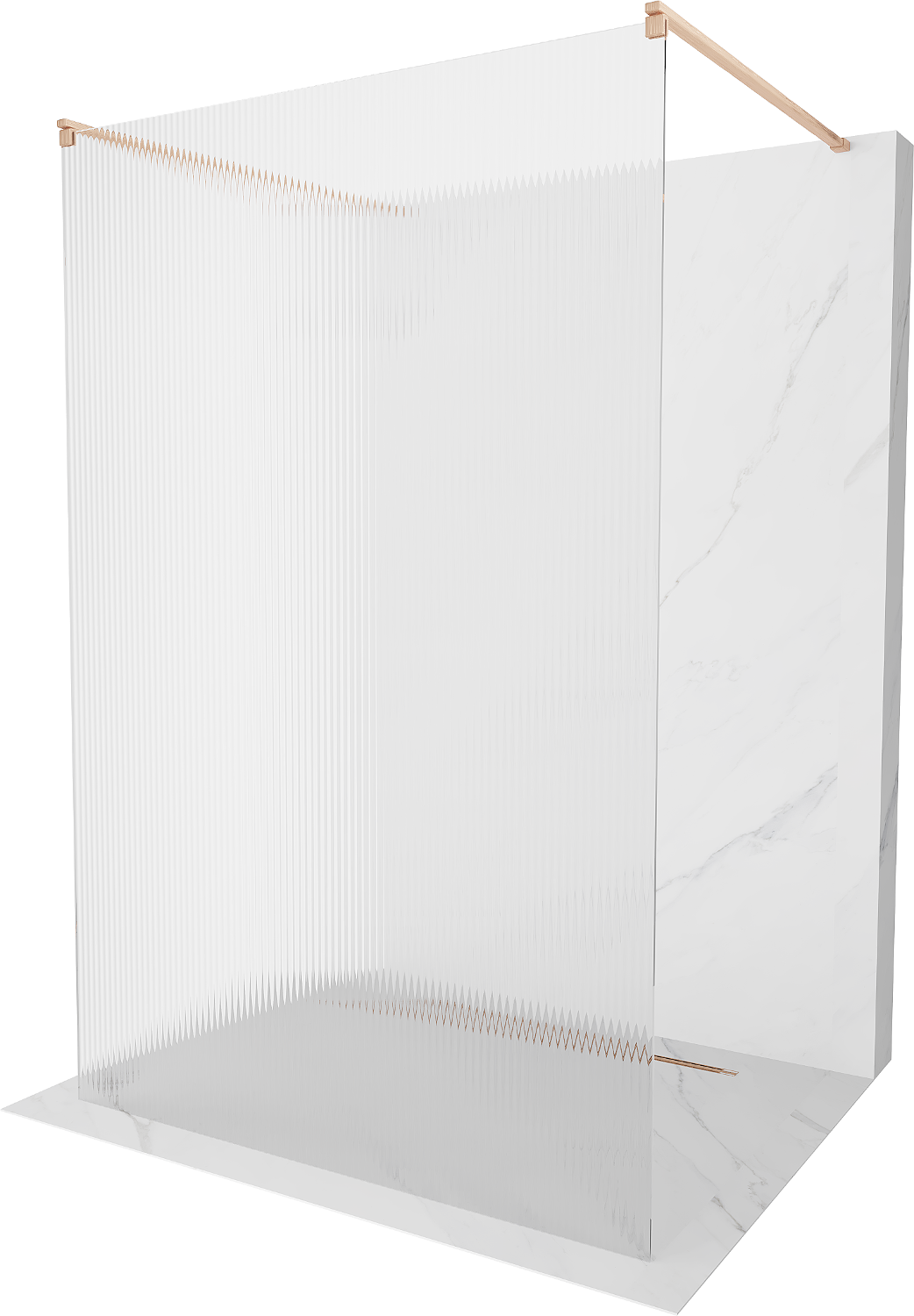 Mexen Kioto ścianka prysznicowa wolnostojąca  120 x 200 cm, prążki 8 mm, miedź szczotkowana - 800-120-002-65-09