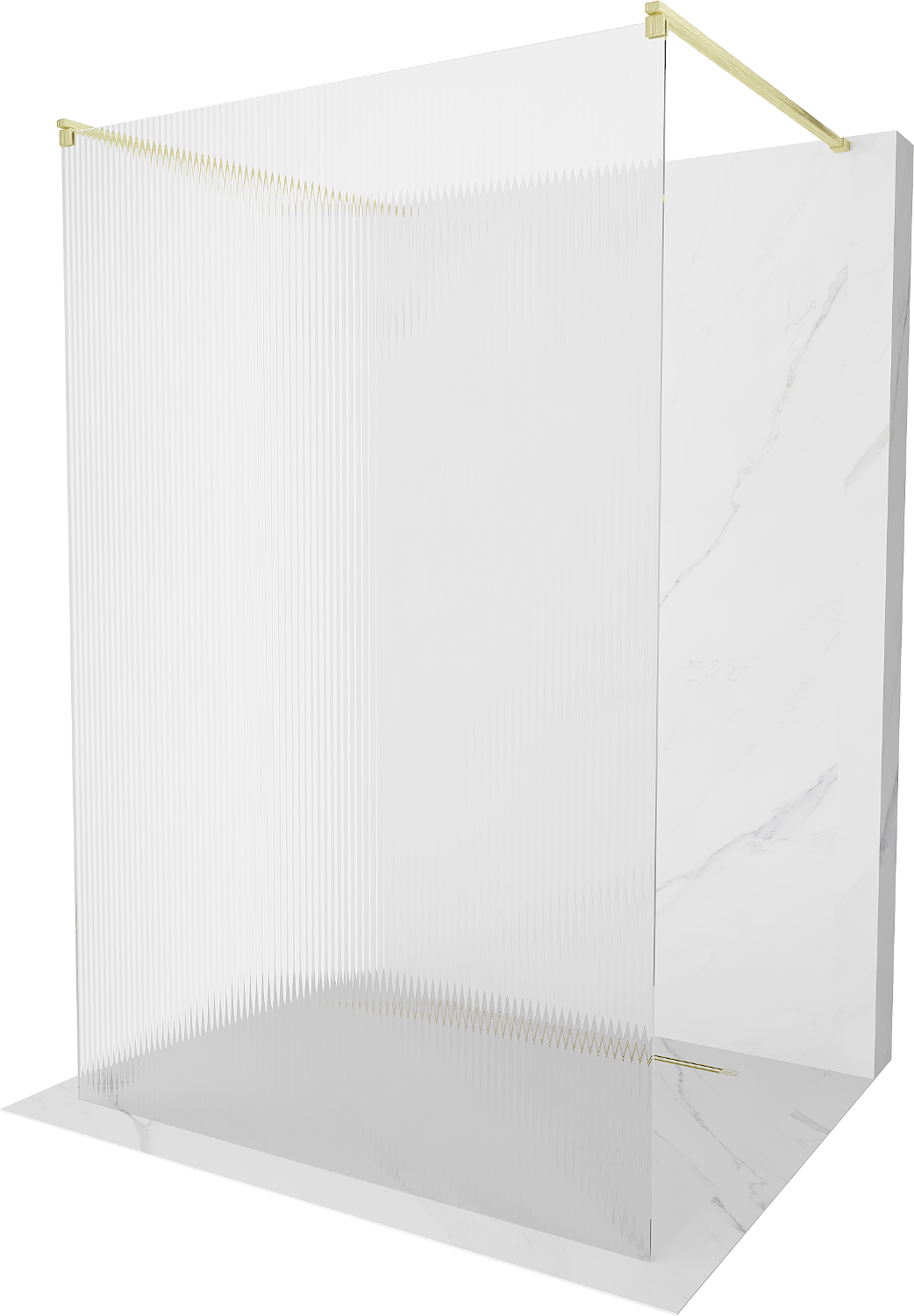 Mexen Kioto ścianka prysznicowa wolnostojąca 100 x 200 cm, prążki 8 mm, złota szczotkowana - 800-100-002-55-09