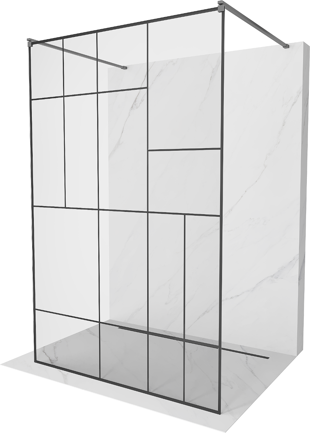 Mexen Kioto ścianka prysznicowa wolnostojąca 100 x 200 cm, czarny wzór 8 mm, gun metal - 800-100-002-95-78