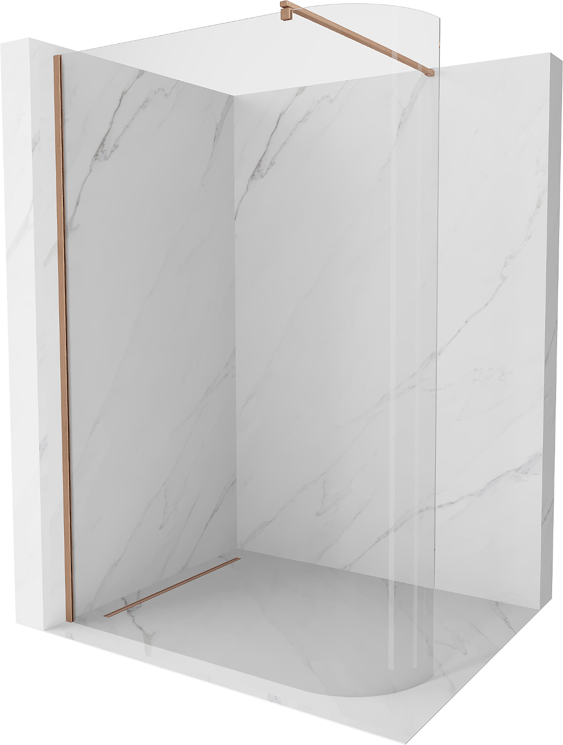 Mexen Kioto ścianka prysznicowa zaokrąglona Walk-in 80 x 200 cm, transparent 8 mm, miedź szczotkowana - 800-080-101-65-06