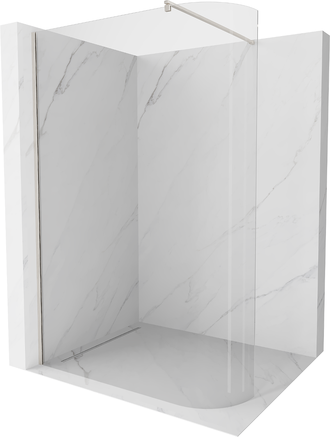 Mexen Kioto ścianka prysznicowa zaokrąglona Walk-in 80 x 200 cm, transparent 8 mm, nikiel szczotkowany - 800-080-101-97-06