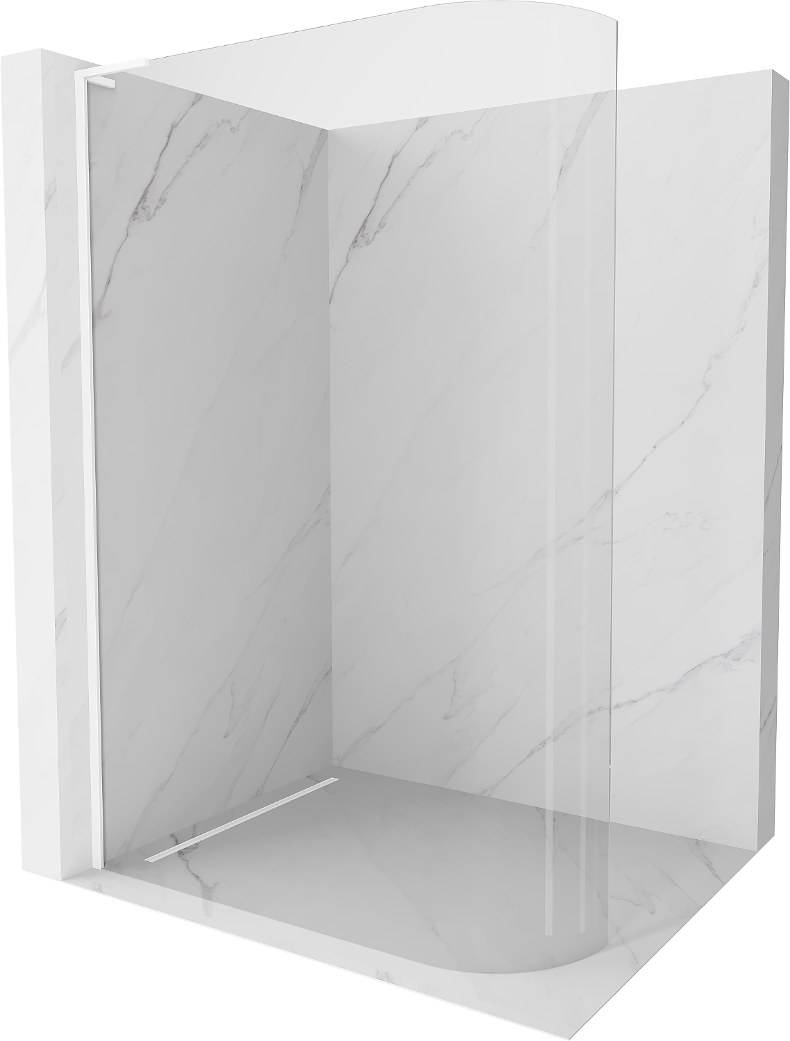 Mexen Kioto L ścianka prysznicowa zaokrąglona Walk-in 110 x 200 cm, transparent, biała - 800-110-103-20-06