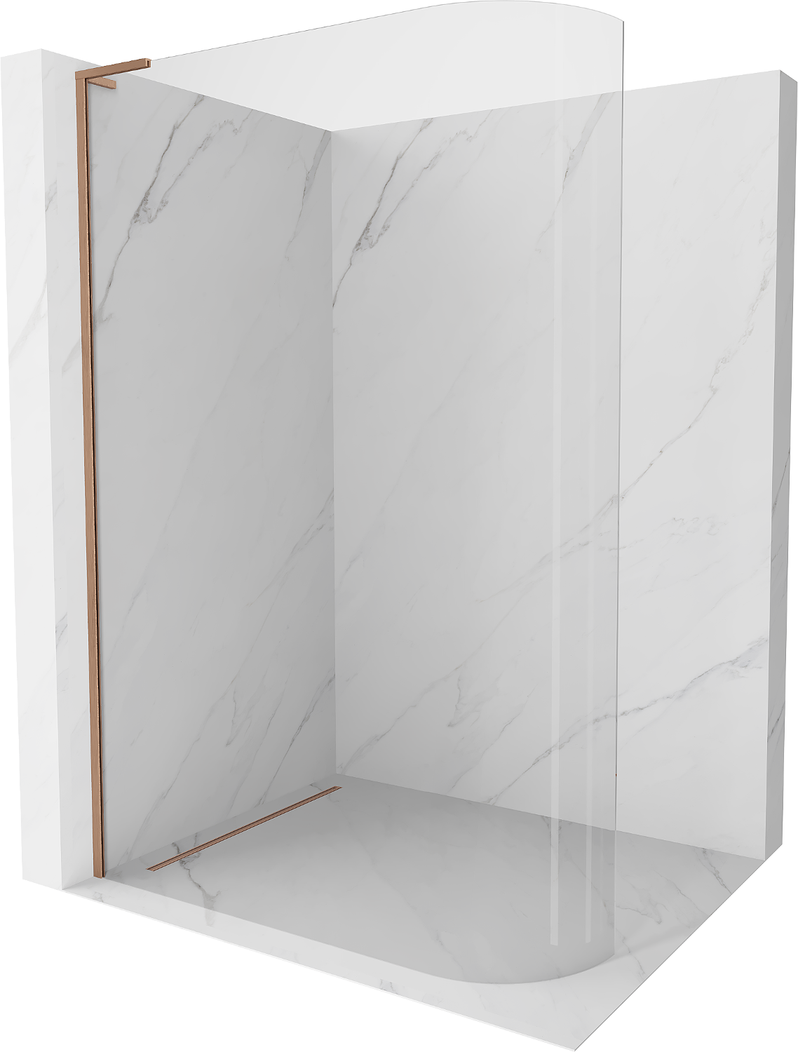 Mexen Kioto L ścianka prysznicowa zaokrąglona Walk-in 110 x 200 cm, transparent, miedź szczotkowana - 800-110-103-65-06