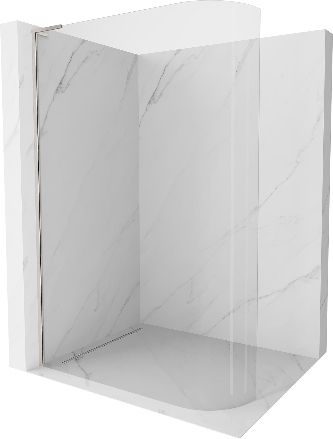 Mexen Kioto L ścianka prysznicowa zaokrąglona Walk-in 110 x 200 cm, transparent, nikiel szczotkowany - 800-110-103-97-06