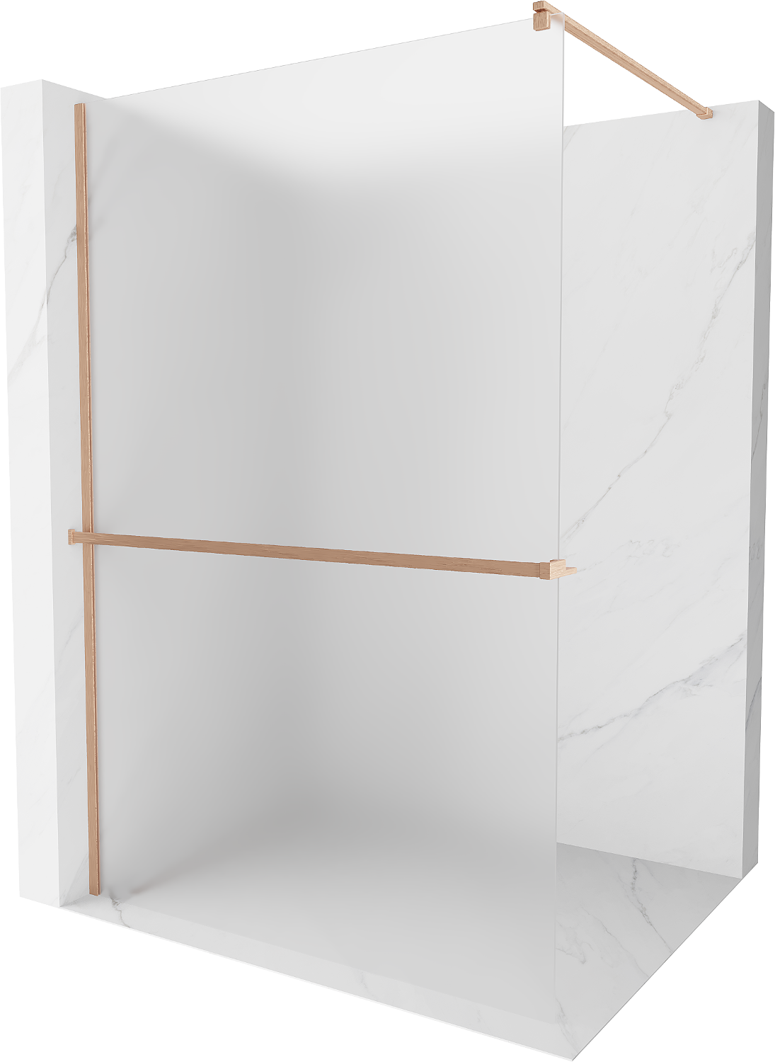Mexen Kioto+ ścianka prysznicowa z półką Walk-in 120 x 200 cm, szron, miedź szczotkowana - 800-120-121-65-30