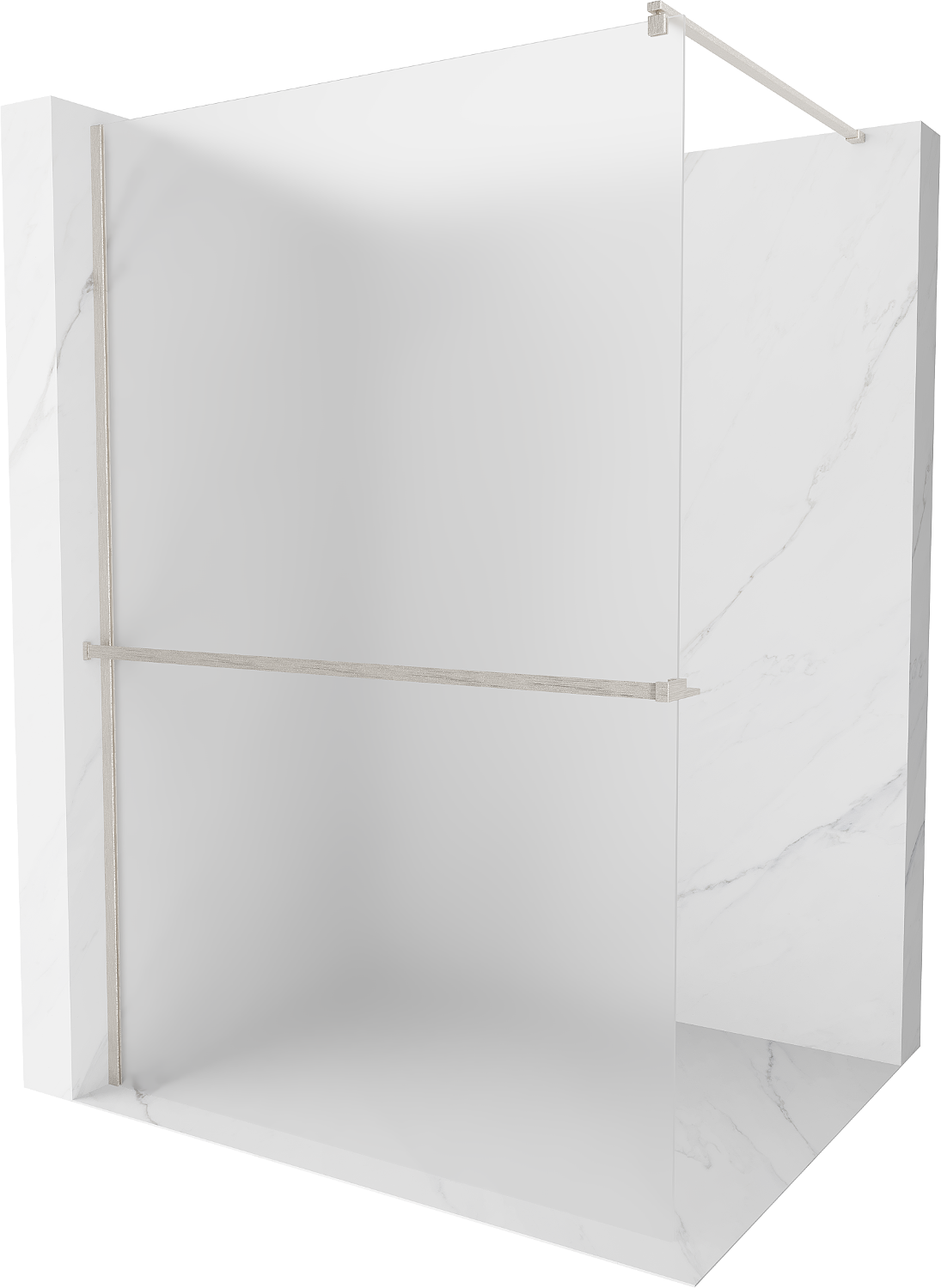 Mexen Kioto+ ścianka prysznicowa z półką Walk-in 90 x 200 cm, szron, nikiel szczotkowany - 800-090-121-97-30