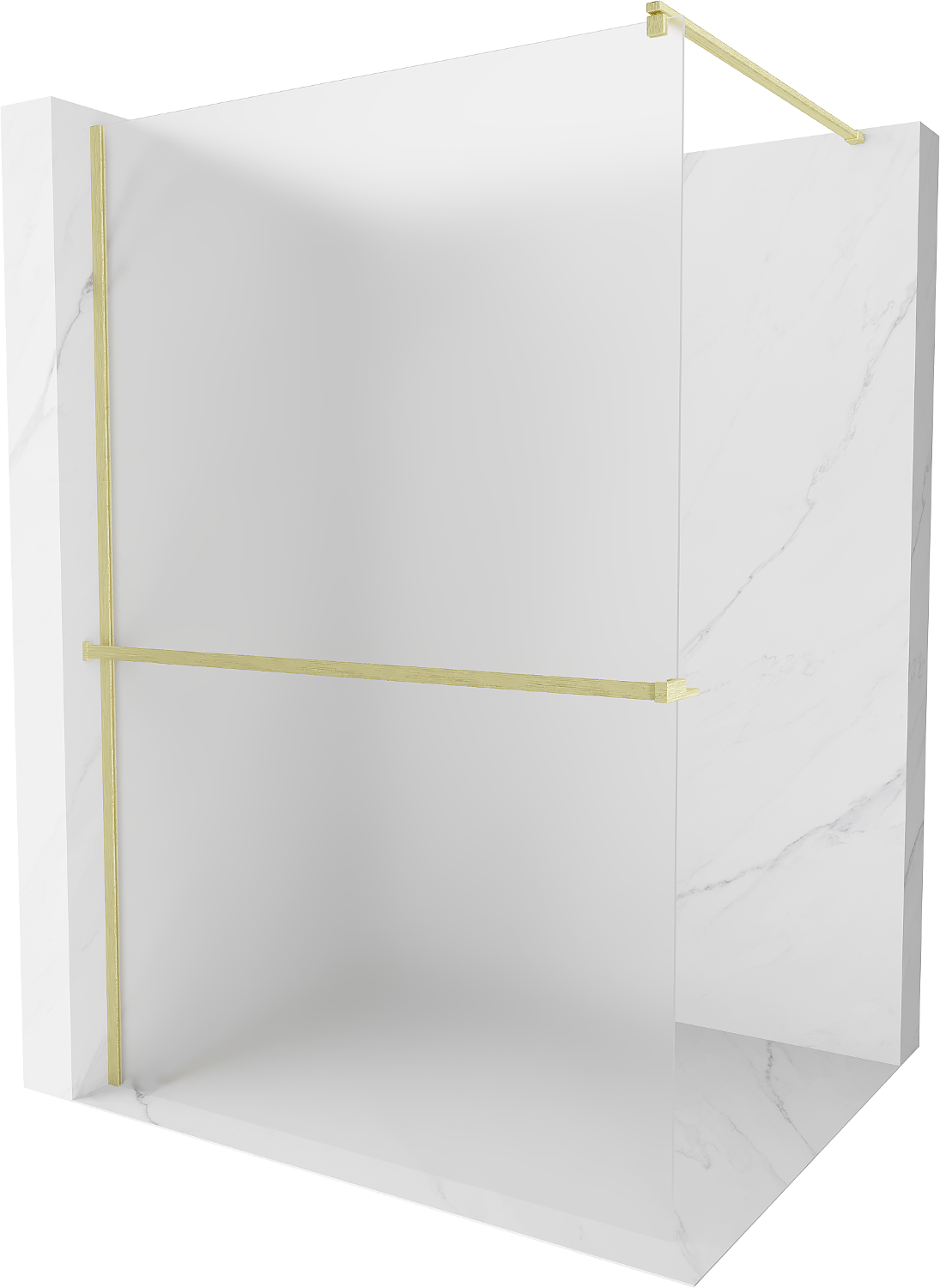 Mexen Kioto+ ścianka prysznicowa z półką Walk-in 90 x 200 cm, szron, złota szczotkowana - 800-090-121-55-30