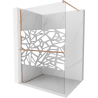 Mexen Kioto+ ścianka prysznicowa z półką Walk-in 70 x 200 cm, biały wzór, miedź szczotkowana - 800-070-121-65-85
