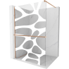 Mexen Kioto+ ścianka prysznicowa z półką Walk-in 100 x 200 cm, biały wzór, miedź szczotkowana - 800-100-121-65-97