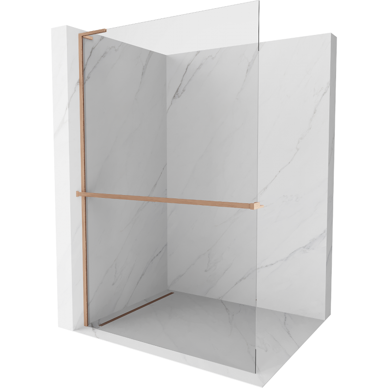 Mexen Kioto+ L ścianka prysznicowa z półką Walk-in 70 x 200 cm, transparent, miedź szczotkowana - 800-070-123-65-00