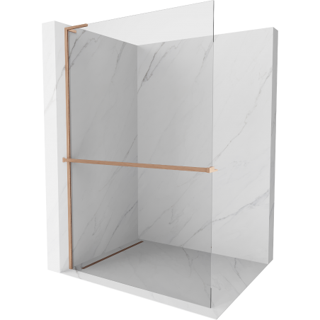 Mexen Kioto+ L ścianka prysznicowa z półką Walk-in 85 x 200 cm, transparent, miedź szczotkowana - 800-085-123-65-00