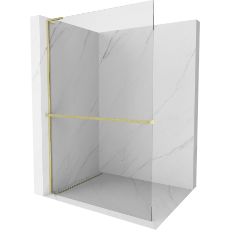 Mexen Kioto+ L ścianka prysznicowa z półką Walk-in 110 x 200 cm, transparent, złota szczotkowana - 800-110-123-55-00