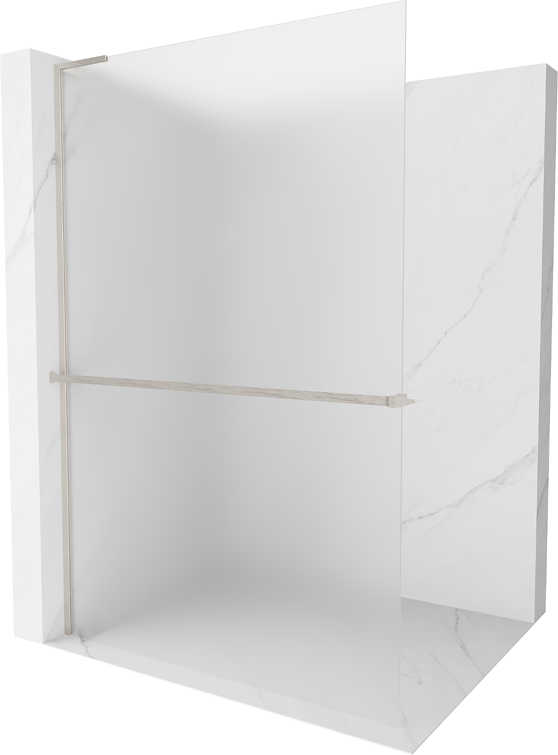 Mexen Kioto+ L ścianka prysznicowa z półką Walk-in 100 x 200 cm, szron, nikiel szczotkowany - 800-100-123-97-30