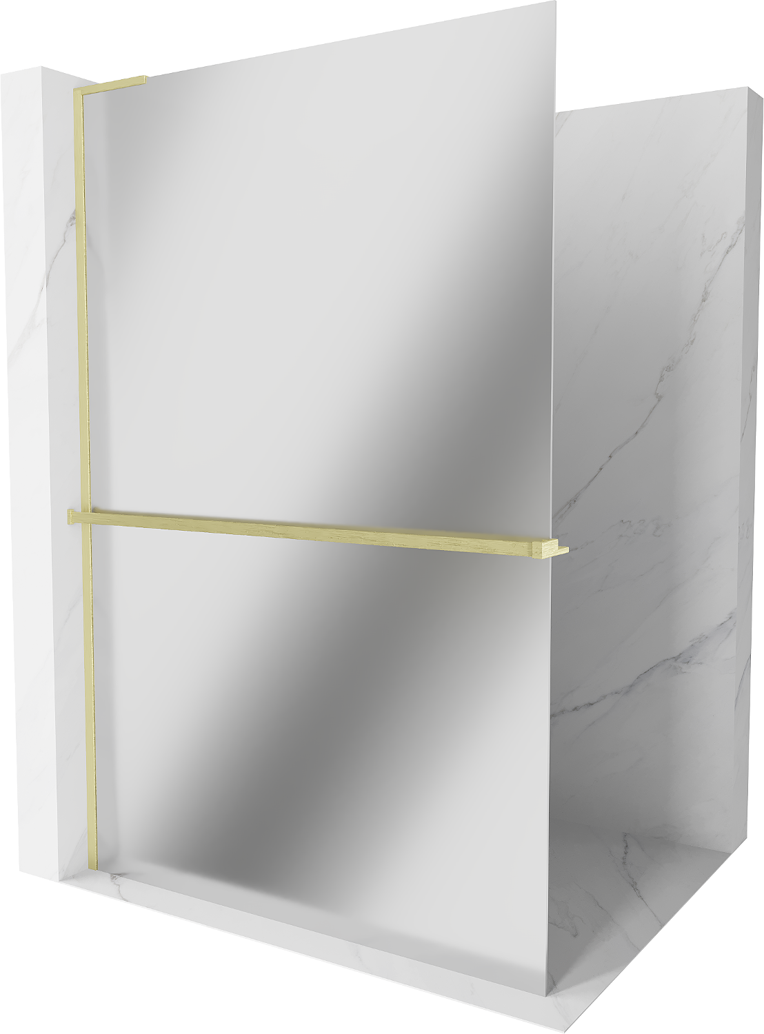 Mexen Kioto+ L ścianka prysznicowa z półką Walk-in 80 x 200 cm, lustro, złota szczotkowana - 800-080-123-55-50